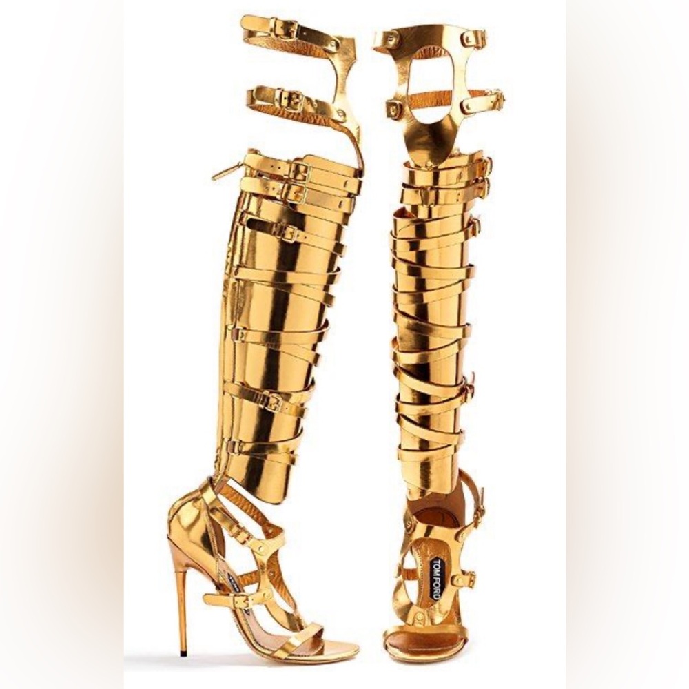 Metallic Gold Gladiator Heels